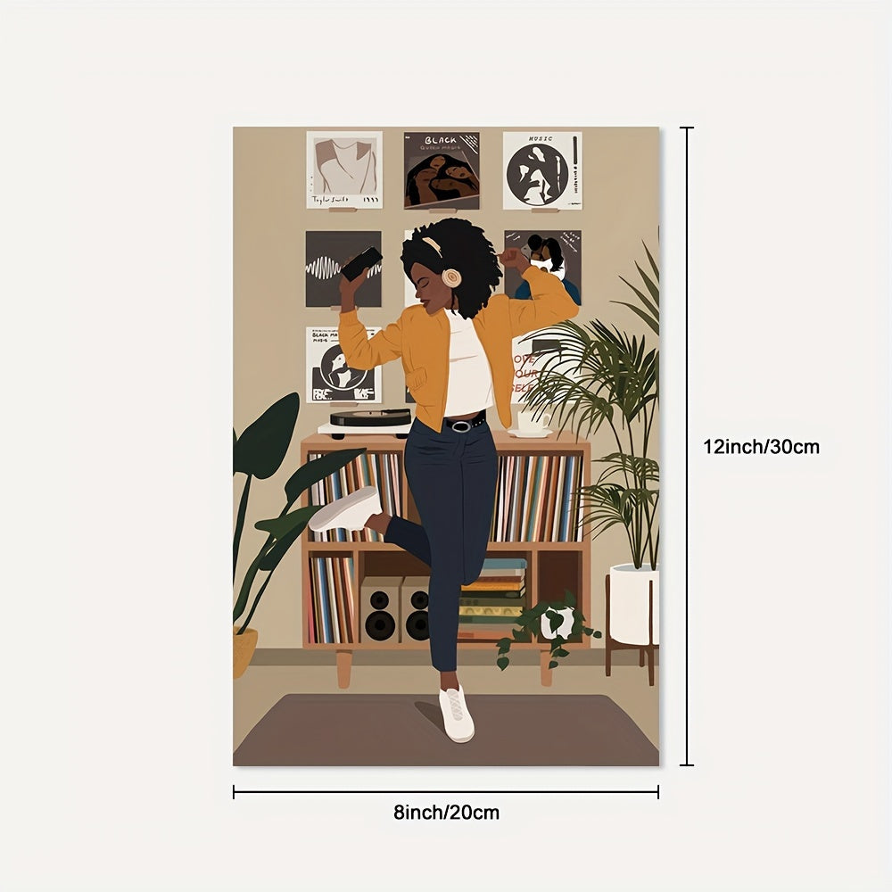 6pcs Black Woman Art, Black Art, Black Girl Art, Black Woman Wall Art, Canvas Wall Art For Living Room, Bedroom Wall Decor, Room Decor, Room Decor, No Frame